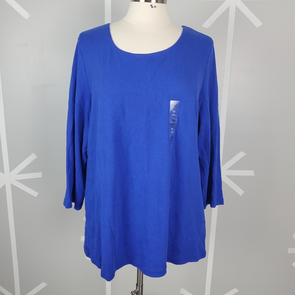NWT Plus Size 1X Blue Karen Scott Top